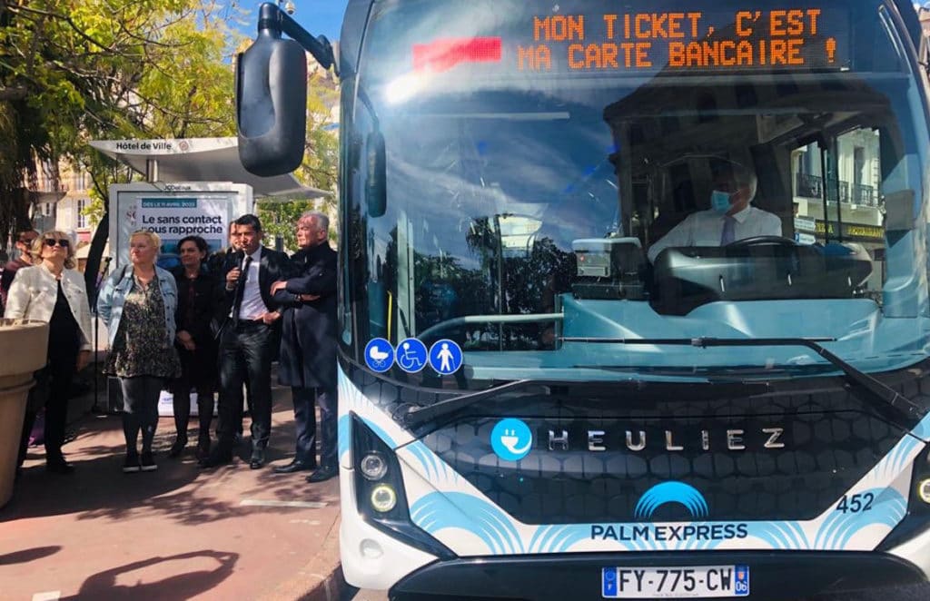 Cannes Palm Bus Express with open loop contactless bus ticketing
