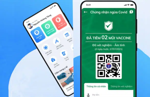 Vietnam digital Covid-19 vaccine passport on health app with qr code