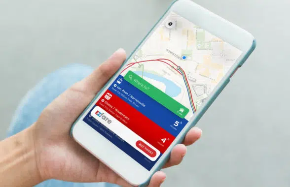 ezfare mobile ticketing app on smartphone