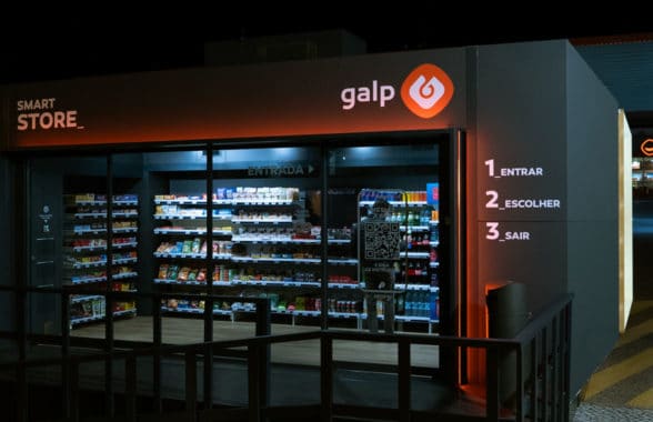 Galp contactless fuel station store front in Lisbon