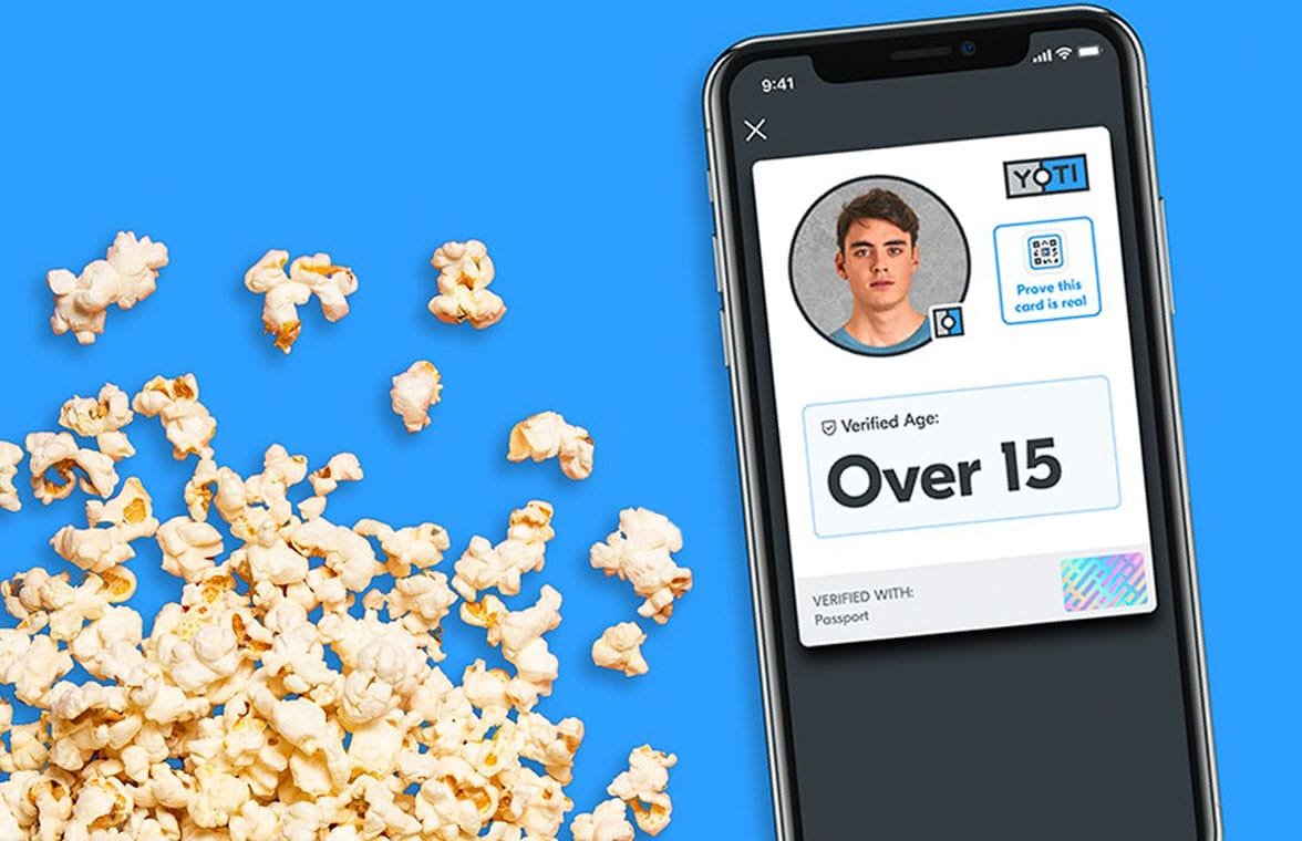 Yoti digital ID on a smartphone  at a UK cinema