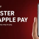 Apple Pay advert from AmBank Malaysia showing hand with smartphone and visa card