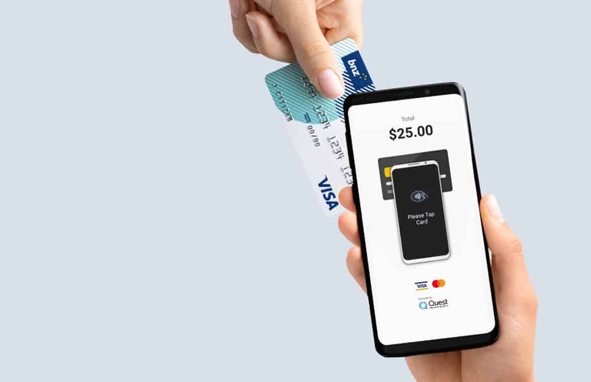 Bank of New Zealand BNZ Pay sPOS app on Android NFC smartphone  being used for merchant payment acceptance