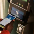 San Francisco Bay Area Clipper transit card on iphone and payment terminal