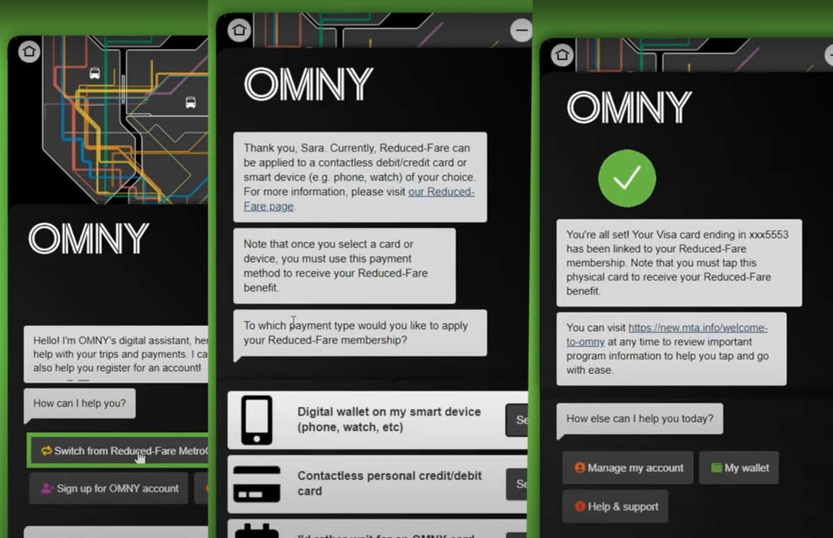 MTA New York Reduced fare Omny sign-up on smartphone