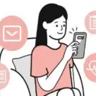 Illustration of woman using phone for digital ID for multiple access in South Korea