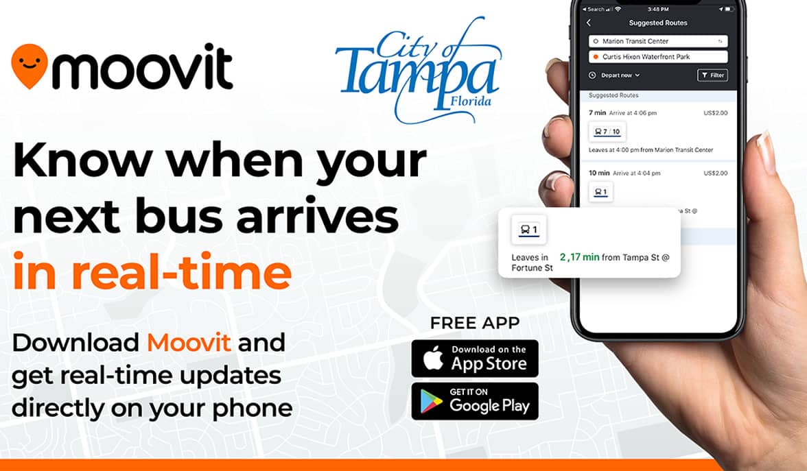 Advert for Tampa  Mobility-as-a-Service app for multimodal journey planning and contactless mobile ticketing