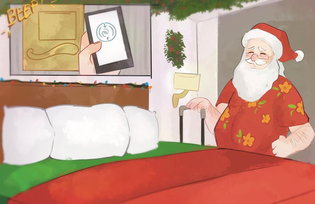 NFC Forum Santa using access control to enter hotel room cartoon