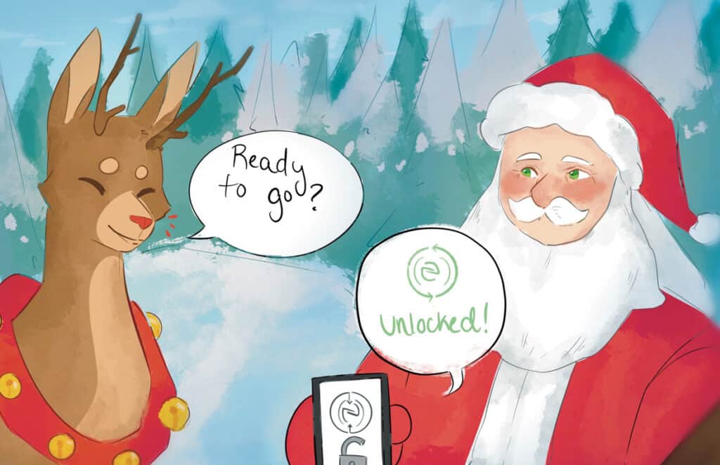 NFC Forum Santa using NFC vehicle access cartoon