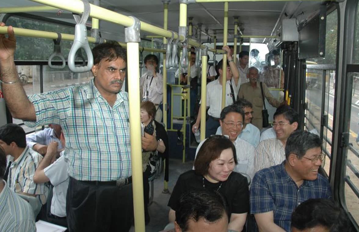 Passengers on a Delhi buse