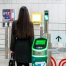 Woman on Moscow Metro using face biometric ticketing