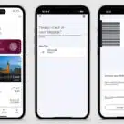 Qatar Airways reusable NFC bag tag setup on smartphone for contactless luggage check-in