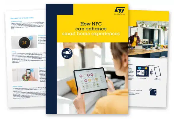 Montage of ST white paper explaining how NFC enables smart device manufacturers to offer consumers enhanced user experiences