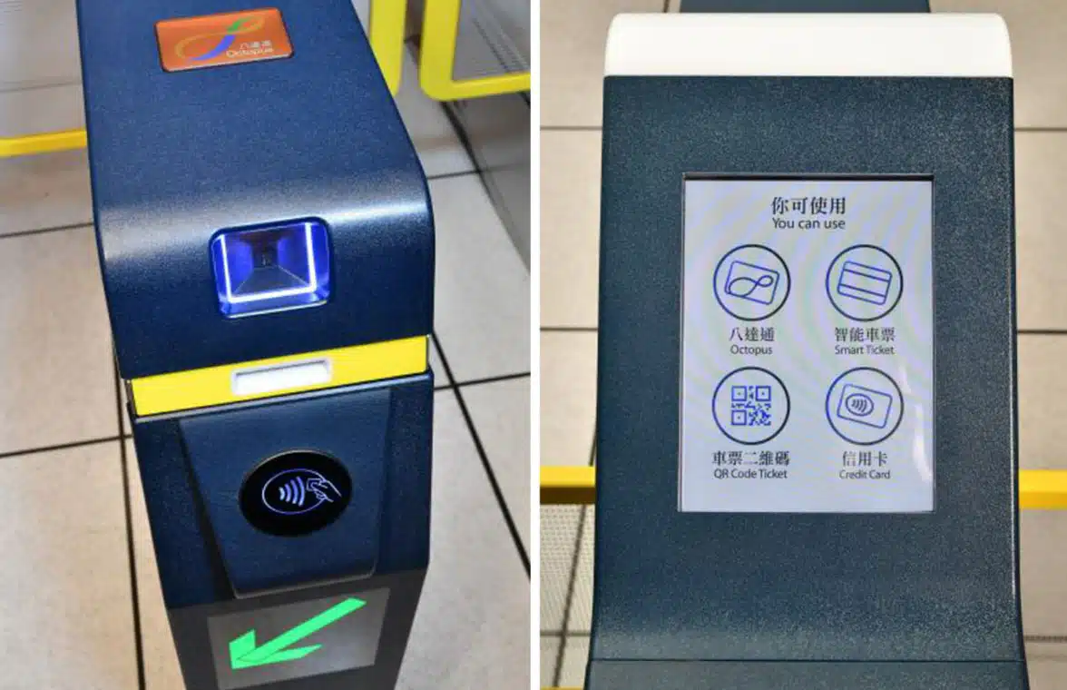 MTR Hong Kong gates for open loop contactless fare payments