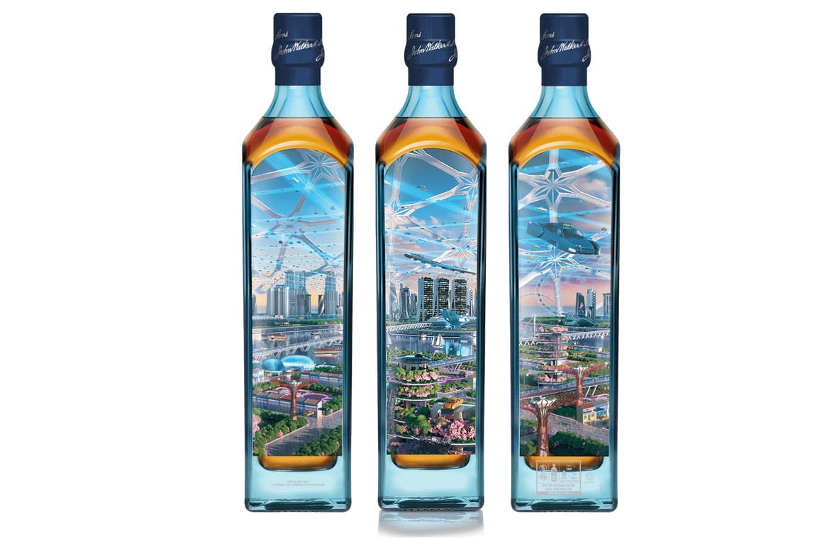 Johnnie Walker Blue Label Cities of the Future bottles with  NFC tags for immersive digital experience