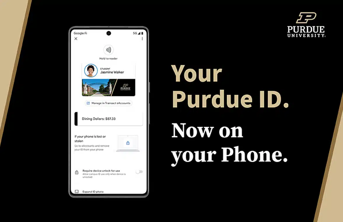Purdue University contactless Mobile ID for student on an NFC smartphone