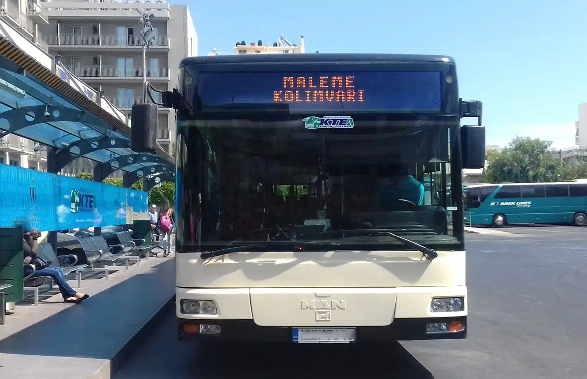 KTEL bus on Crete which will soon be able to accept contactless open loop fare payments