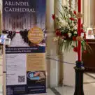 Contactless charitable donation poster in Arundel cathedral in the UK
