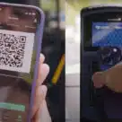 BC Transit Umo app with QR code and making contactless payment on bus validator in British Columbia