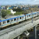 Chennai Metro Train on elevated track over the city