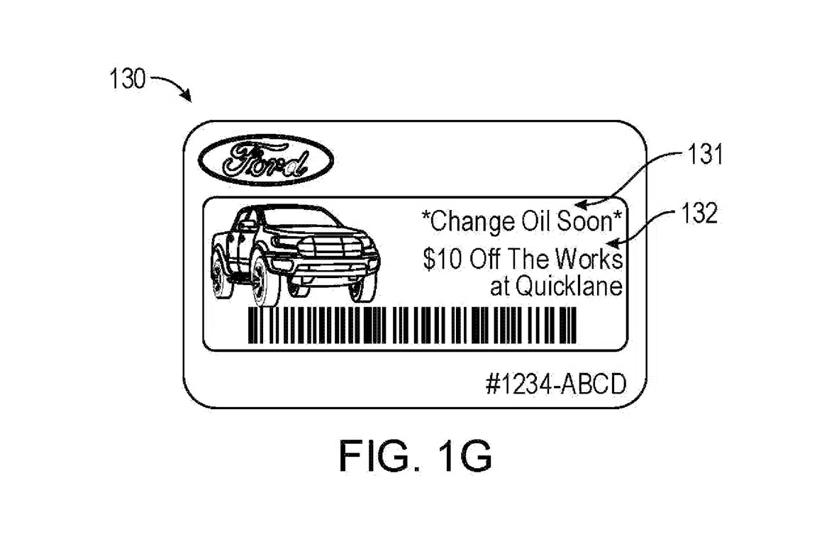 Figure from Ford patent for contactless vehicle access card with updatable integrated e-ink display
