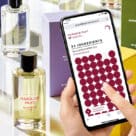 Smartphone with info about luxury brand Bastille Parfums' Paradis Nuit perfumes