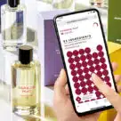 Smartphone with info about luxury brand Bastille Parfums' Paradis Nuit perfumes