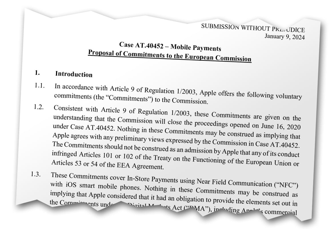 An extract of Apple's proposal to the European Commission